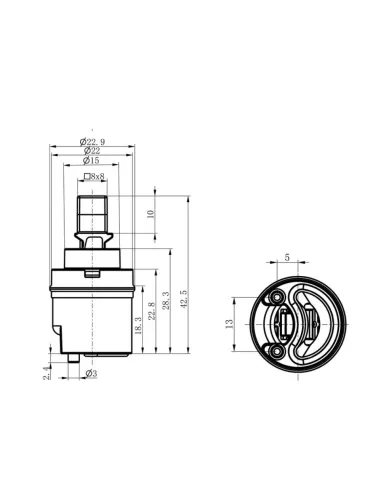 Картридж для смесителя Q-Тap Spojeni QTSPO2248414 22 мм, короткий