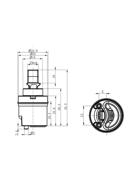 Картридж для смесителя Q-Тap Spojeni QTSPO2248414 22 мм, короткий