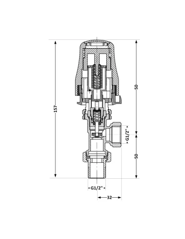 Кран термостатичний кутовий Thermo Alliance Standart RTL TAS01515 з термоголовкою для теплої підлоги.