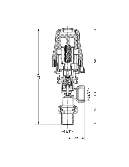 Кран термостатический угловой Thermo Alliance Standart RTL TAS01515 с термоголовкой, для теплого пола