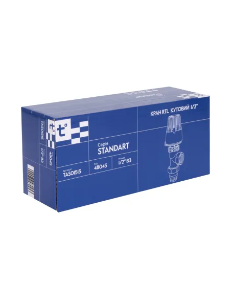 Кран термостатичний кутовий Thermo Alliance Standart RTL TAS01515 з термоголовкою для теплої підлоги.