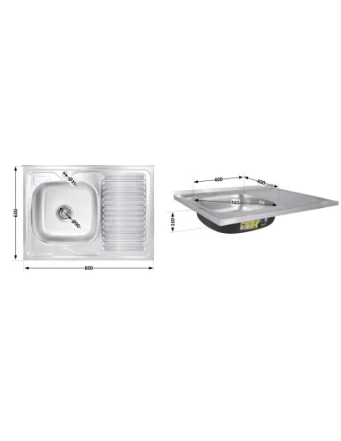 Мийка прямокутна для кухні Brinex 6080-L BRIN6080LSAT06 Satin з нержавіючої сталі