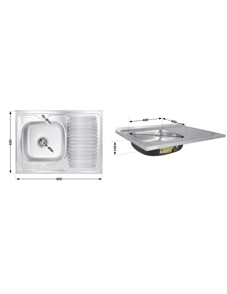 Мийка прямокутна для кухні Brinex 6080-L BRIN6080LSAT06 Satin з нержавіючої сталі