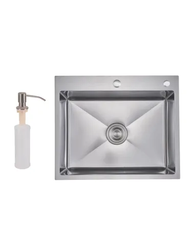 Мийка для кухні прямокутна Lidz Handmade H6050H LDH6050DEC48370 2,5 мм інтегрована, з нержавіючої сталі