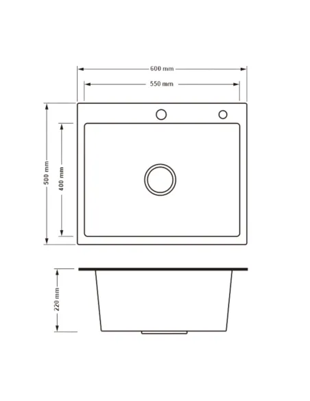 Мийка для кухні прямокутна Lidz Handmade H6050H LDH6050DEC48370 2,5 мм інтегрована, з нержавіючої сталі
