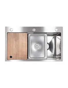 Мойка для кухни прямоугольная Lidz Handmade H7545 LDH7545DEC48372 3 мм интегрированная, из нержавеющей стали