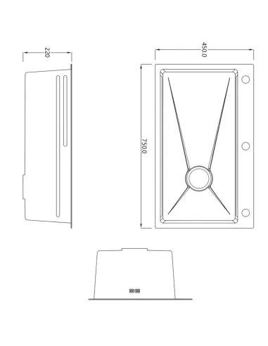 Мийка для кухні прямокутна Lidz Handmade H7545 LDH7545DEC48372 3 мм інтегрована, з нержавіючої сталі