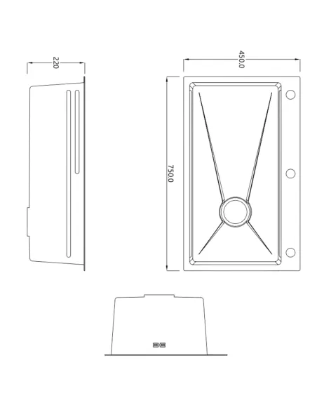 Мойка для кухни прямоугольная Lidz Handmade H7545 LDH7545DEC48372 3 мм интегрированная, из нержавеющей стали