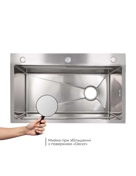 Мойка для кухни прямоугольная Lidz Handmade H7545 LDH7545DEC48372 3 мм интегрированная, из нержавеющей стали