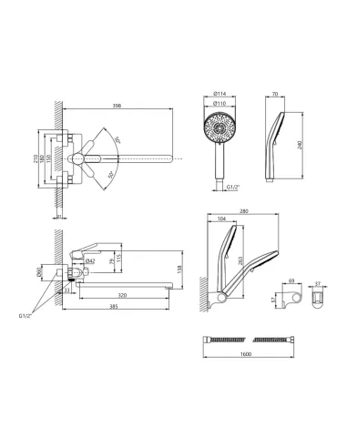 Смеситель для ванны Lidz Astra 005 LDAST005CRM48088 Chrome с душевым набором, хром