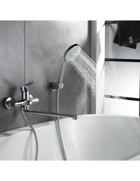 Смеситель для ванны Lidz Astra 005 LDAST005CRM48088 Chrome с душевым набором, хром
