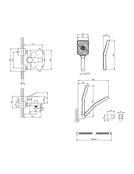 Змішувач для ванни Lidz Orion 006 LDORI006CRM48093 Chrome з душовим набором, хром