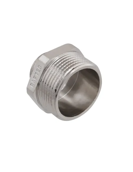 Ниппель редукционный Raftec PN40 НН 1 1/4х3/4 дюйма латунный, никель