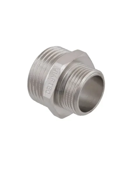 Ніпель редукційний Raftec PN40 ПН 1х3/4 дюйми латунний, нікель
