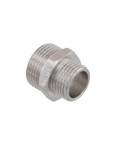 Ніпель редукційний Raftec PN40 ПН 3/4х1/2 дюйма латунний, нікель