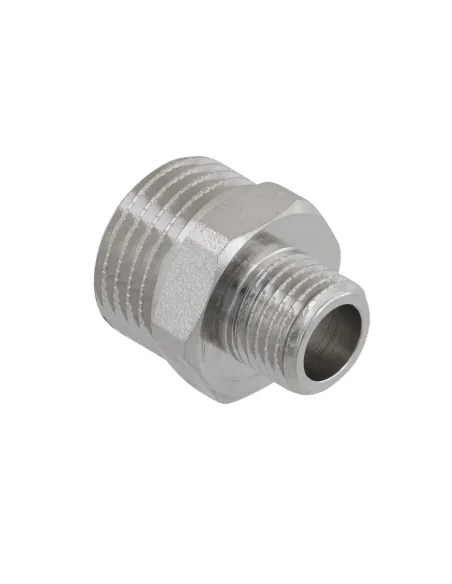 Ніпель редукційний Raftec PN40 ПН 1/2x1/4 дюйма латунний, нікель