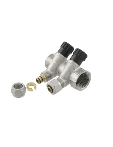 Колектор для теплої підлоги Raftec KK02012 2 виходи, з регулюючими вентилями, 3/4х1/2 дюйми