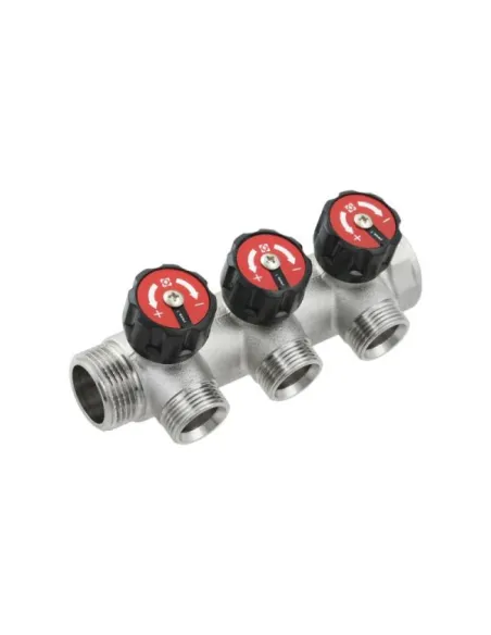 Колектор для теплого пола Raftec KV03023 3 выхода, с регулирующими вентилями, 1х3/4 дюйма