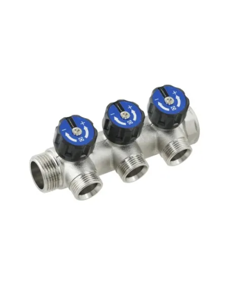 Колектор для теплого пола Raftec KV03023 3 выхода, с регулирующими вентилями, 1х3/4 дюйма