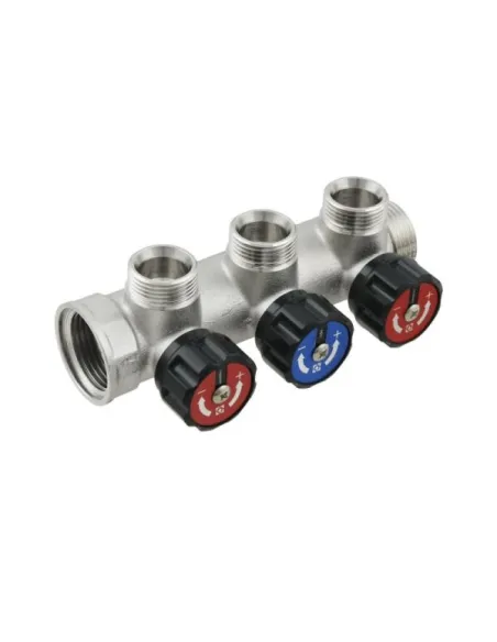 Колектор для теплої підлоги Raftec KV03023 3 виходи, з регулюючими вентилями, 1х3/4 дюйми