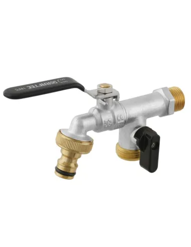 Кран шаровой для полива Raftec 1/2х3/4 дюйма, двойной, наружая резьба