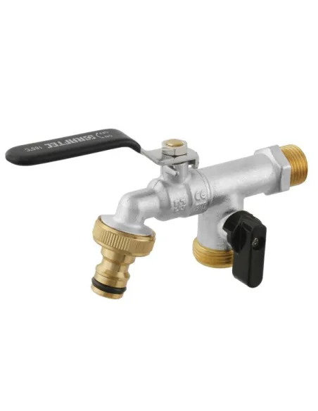 Кран шаровой для полива Raftec 1/2х3/4 дюйма, двойной, наружая резьба