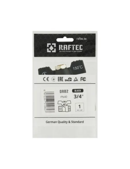 Кран кульовий прямий Raftec DRB2 3/4 дюйма, внутрішнє різьблення, метелик, латунний