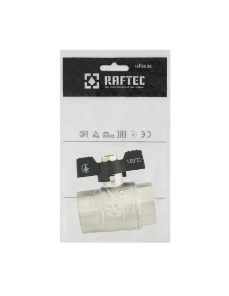 Кран шаровой прямой Raftec DRB2 3/4 дюйма, внутренняя резьба, бабочка, латунный