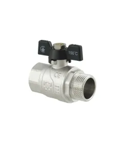 Кран шаровой прямой Raftec DRB21 3/4 дюйма, наружная резьба, бабочка, латунный