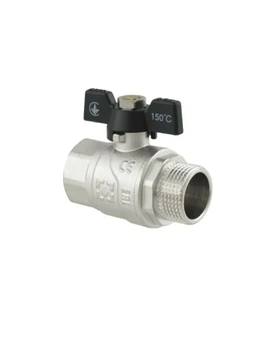 Кран кульовий прямий Raftec DRB21 3/4 дюйма, зовнішнє різьблення, метелик, латунний