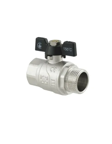 Кран шаровой прямой Raftec DRB21 3/4 дюйма, наружная резьба, бабочка, латунный