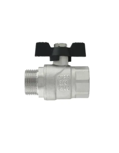 Кран шаровой прямой Raftec DRB21 3/4 дюйма, наружная резьба, бабочка, латунный