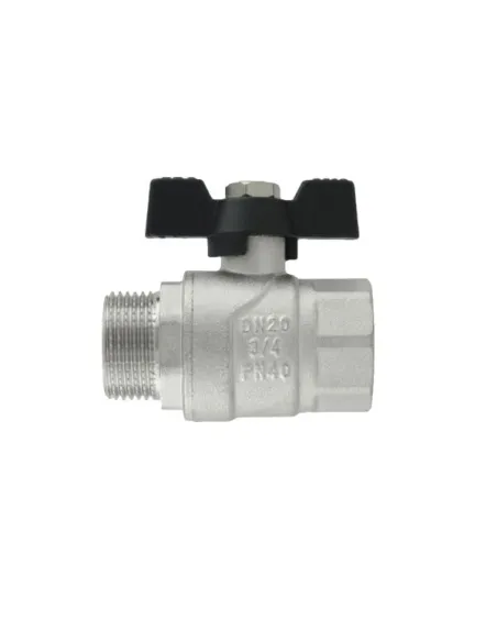 Кран кульовий прямий Raftec DRB21 3/4 дюйма, зовнішнє різьблення, метелик, латунний