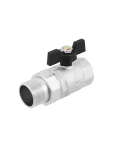 Кран кульовий прямий Raftec DRBS4 1 1/4 дюйма, з американкою, зовнішнє різьблення, метелик, латунний