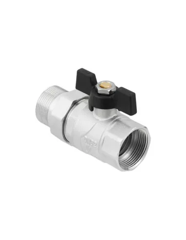 Кран шаровой прямой Raftec DRBS4 1 1/4 дюйма, с американкой, наружная резьба, бабочка, латунный