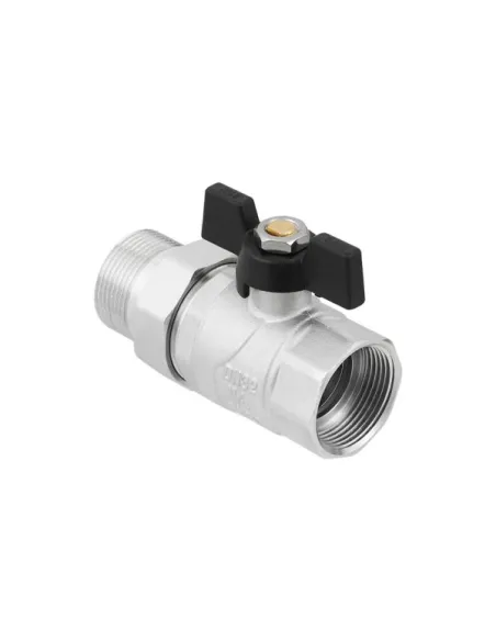 Кран шаровой прямой Raftec DRBS4 1 1/4 дюйма, с американкой, наружная резьба, бабочка, латунный