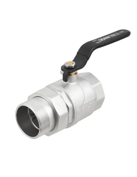 Кран шаровой прямой Raftec DRBS6 2 дюйма, с американкой, наружная резьба, ручка, латунный