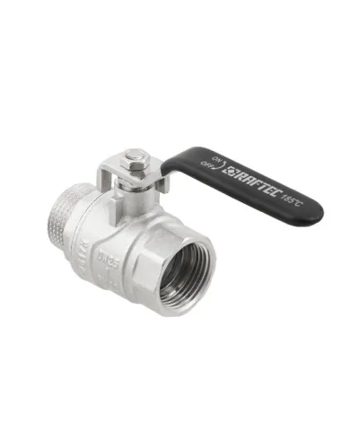 Кран шаровой прямой Raftec DRH31 1 дюйм, наружная резьба, ручка, латунный