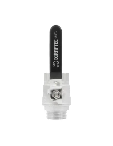 Кран кульовий прямий Raftec DRH31 1 дюйм, зовнішнє різьблення, ручка, латунний