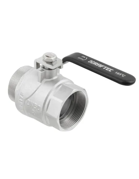 Кран шаровой прямой Raftec DRH61 2 дюйма, наружная резьба, ручка, латунный