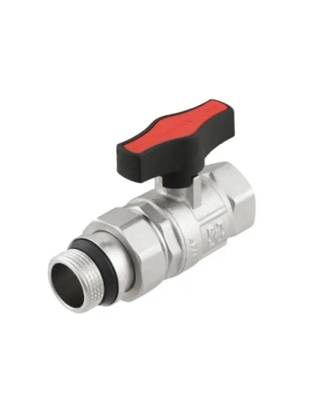 Кран шаровой прямой Raftec GRDS02 3/4 дюйма, с американкой, наружная резьба, бабочка, латунный