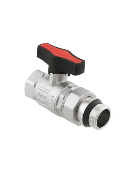 Кран шаровой прямой Raftec GRDS02 3/4 дюйма, с американкой, наружная резьба, бабочка, латунный