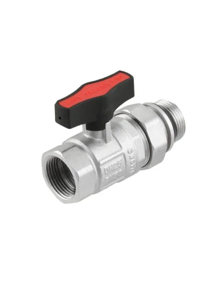 Кран шаровой прямой Raftec GRDS03 1 дюйм, с американкой, наружная резьба, бабочка, латунный