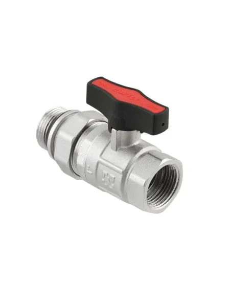 Кран шаровой прямой Raftec GRDS03 1 дюйм, с американкой, наружная резьба, бабочка, латунный