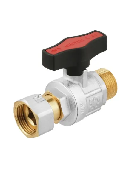 Кран шаровой прямой Raftec GRGMS2 3/4 дюйма, с накидной гайкой, бабочка, латунный