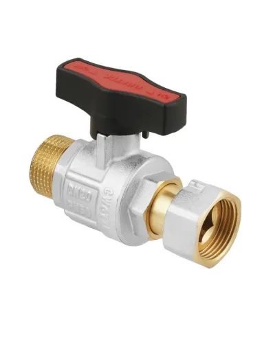 Кран шаровой прямой Raftec GRGMS2 3/4 дюйма, с накидной гайкой, бабочка, латунный