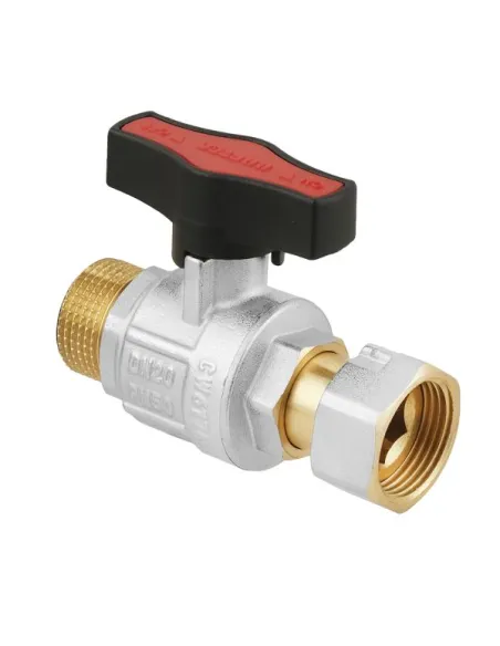 Кран кульовий прямий Raftec GRGMS2 3/4 дюйма, з накидною гайкою, метелик, латунний