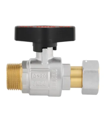 Кран шаровой прямой Raftec GRGMS2 3/4 дюйма, с накидной гайкой, бабочка, латунный