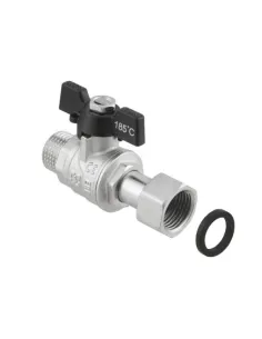 Кран кульовий прямий Raftec PRBM2 3/4 дюйма, з накидною гайкою, метелик, латунний