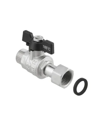 Кран шаровой прямой Raftec PRBM2 3/4 дюйма, с накидной гайкой, бабочка, латунный